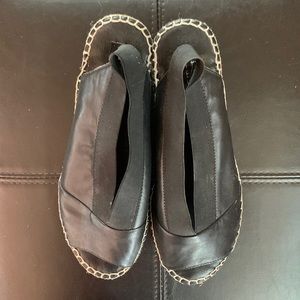 Black Leather Steve Madden Espadrille Slingback Sandals